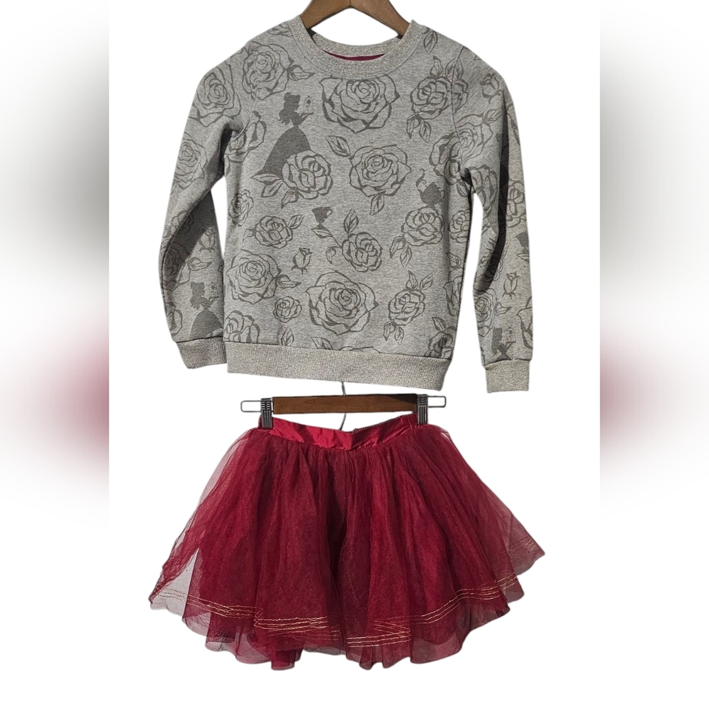 Disney Belle Matching Outfit | Pullover Sweater, Layered Tutu | Size 7/8Y